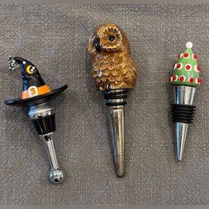 Set of Three Holiday Bottle Stoppers